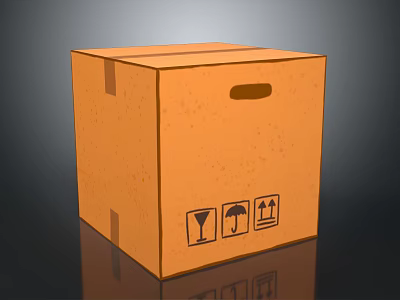 Household Supplies Packaging Cardboard Box With Fragile Moisture Proof This Side Up Symbols 3d model