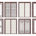 Traditional And Modern Sliding Doors With Various Decorative Patterns And Frames 3d model