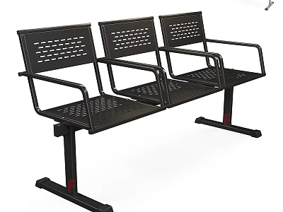 Sturdy Metal Outdoor Chairs With Perforated Backrest Armrests And Connected Design 3d model