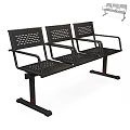 Sturdy Metal Outdoor Chairs With Perforated Backrest Armrests And Connected Design