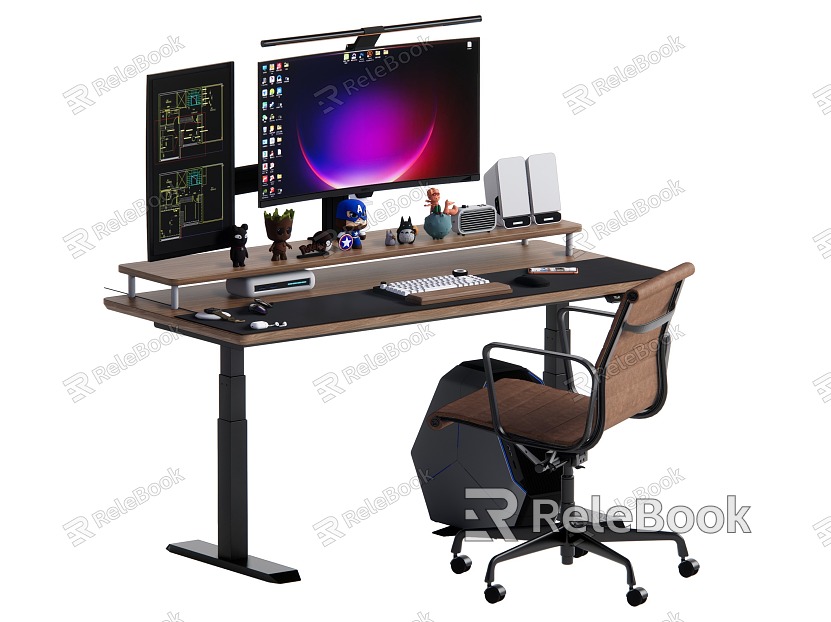 Modern Office Desk and Chair Computer Desk Desk Office Chair Computer model