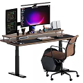 Modern Office Desk and Chair Computer Desk Office Chair Computer 3d model