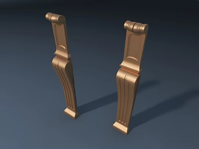 Road Facilities Decorative Golden Pillars With Carved Patterns And Smooth Surface 3d model