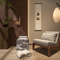 Fabric sofa living room sofa floor lamp 3d model