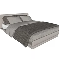 Modern Double Bed With Gray Bedding Pillows And Minimalist Headboard Design 3d model