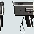 Vintage Digital Cameras Featuring Polaroid Super Shooter With Dual Lens And Handle