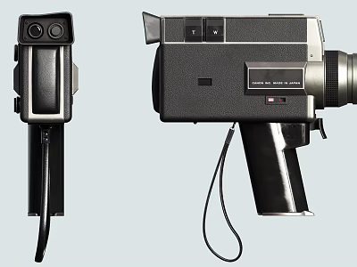Vintage Digital Cameras Featuring Polaroid Super Shooter With Dual Lens And Handle 3d model