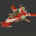 Red and White Fighter Jet Model with Modern Cockpit and Shiny Wings
