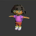 Cartoon Character Dora With Brown Hair Pink Shirt Red Shorts And Backpack