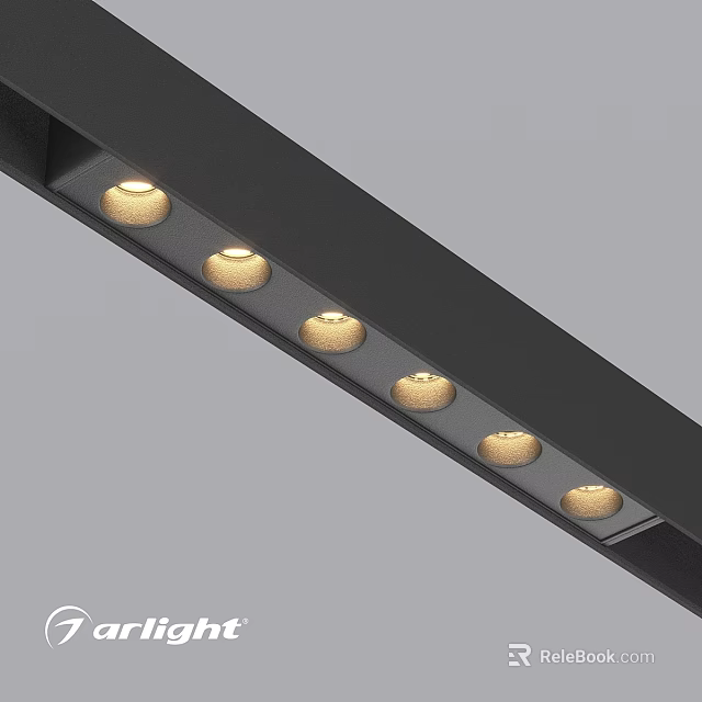 Linear Black Frame Recessed Downlights and Spotlights with Multiple Luminous Ceiling Fixtures 3d model