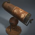 Commercial Vintage Telescope With Rustic Brass Barrel Spherical Base Wooden Platform And Metal Stand