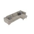 Light Gray Sectional Fabric Sofa With Geometric Pattern Pillows For Living Room 3d model