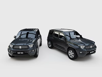 Two Dark SUV Cars Featuring Sleek Exterior Design And Similar Body Style 3d model