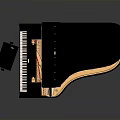 Elegant Black Grand Piano Furniture With Steinway Brand Transparent Legs And Golden Internal Frame