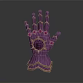 Elaborate Purple Decorative Glove With Golden Trims And Central Gemstone Design