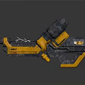 Detailed Sci Fi Yellow and Gray Dual Heavy Energy Weapons Mechanical Design