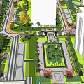 Residential Landscape Design With Multiple Buildings Green Spaces Central Garden and Pathways
