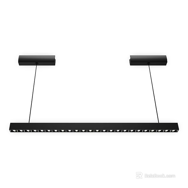 Modern Black Linear Pendant Light With Multiple Lights For Dining Room Interior Design 3d model