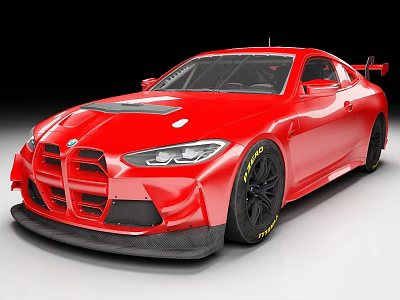 Sleek Red BMW Sports Car With Racing Style Black Wheels And Rear Spoiler 3d model
