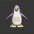 Adorable Penguin Toy Standing With Black White Body And Yellow Feet On Dark Background