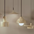 Modern Pendant Lights with Various Beige Stone Like Designs for Interior Decoration