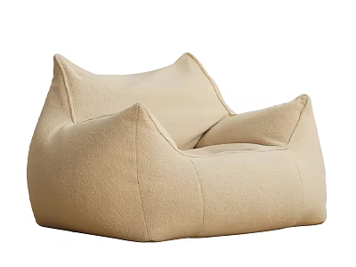 Beige Soft Fabric Bean Bag Chair With Comfortable Backrest And Armrest Design 3d model