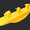 Yellow Toy Boat With Three Animal Head Shapes For Kids Play