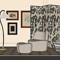 Middle ancient style leisure sofa picture floor lamp 3d model