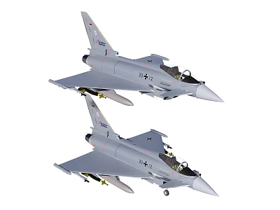Two Gray Military Fighter Jets With Missiles And German Air Force Markings 3d model