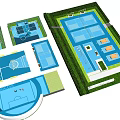 Soccer Field Layout Design With Floor Plans Top View And Marked Grass Areas