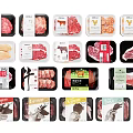 Assorted Packaged Meat Cuts with Various Labels Including Beef Chicken and Pork Products