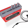 Portable Red And Gray Stereo AM FM Radio Cassette Player With Headphones For Daily Use