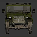 Vintage Military Green Off Road Vehicle With Soft Top And Rugged Exterior Design