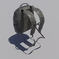3D Rendered Dark Colored Backpack With Adjustable Straps And Buckle Details