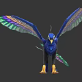 Colorful Mythical Creature Statue With Blue Body Green Purple Feathers And Vibrant Wings