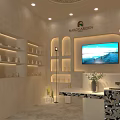 Nature Garden Specialty Store Interior With Display Shelves TV Screen Modern Counter And Ambient Lighting