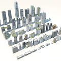Modern High Rise Office Buildings With Various Architectural Designs And Urban Landscape