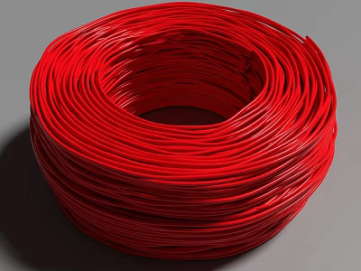 Roll of Red Insulated Electrical Wire With Coiled Shape And Glossy Finish 3d model