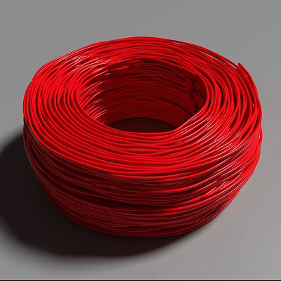 Roll of Red Insulated Electrical Wire With Coiled Shape And Glossy Finish 3d model