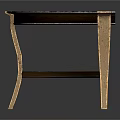 Elegant Oval Dining Table With Wooden Top And Curved Metal Trim Legs
