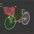 Stylish Red Bicycle With Front Wire Basket And Black Seat For Urban Riding