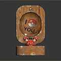 Open Wooden Box Featuring Red Mushroom Figure And I Love You Message