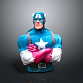 Captain America Action Figure Bust With Blue Uniform White Star And Crossed Arms