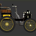 Vintage Open Top Car With Brown Leather Seats And Yellow Spoked Wheels