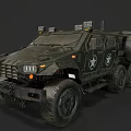 Rugged Military Functional Vehicle with 6x6 Wheels Roof Spotlights and Armored Body
