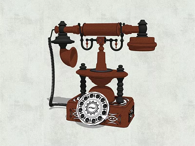 Vintage Telephone With Wooden Rotary Dial Classic Design And Retro Handset 3d model