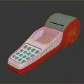Red And Silver Handheld Computer Terminal Featuring Keyboard Display Screen And Receipt Printer