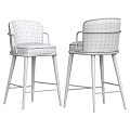 Modern Bar Stools With Velvet Seats Wooden High Legs And Metal Armrests In Multiple Colors