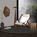 Comfortable Lounge Chair with Wooden Frame Beige Cushion by Window Natural View and Floor Lamp