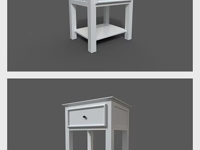 Modern White Bedroom Nightstand With Drawer And Open Shelf Design 3d model